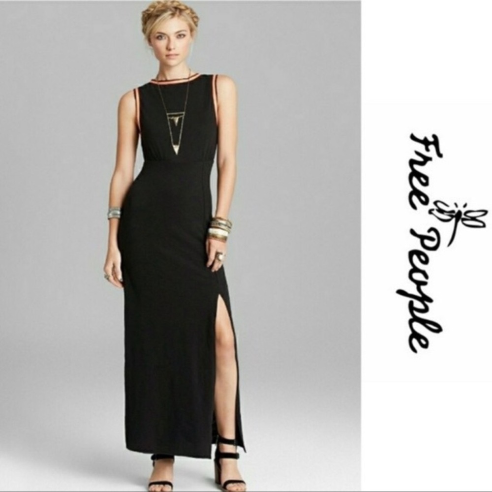 FREE PEOPLE Black Cut Out Sabrina Maxi Dress size small